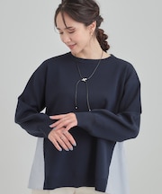 【洗濯機可/S-LL】Aラインで体型カバー。スポンディッシュ サイドフェイクトップス