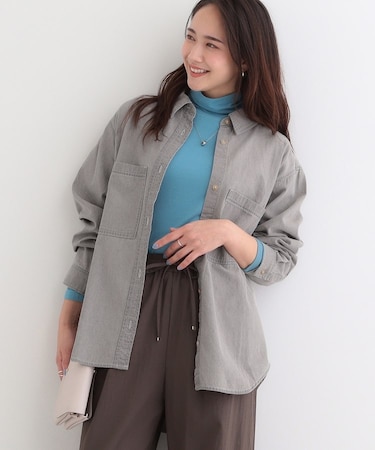 【洗濯機可/ライトオンスデニム】こなれ感をプラスする BIGポケットデニムシャツ