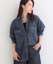 【洗濯機可/ライトオンスデニム】こなれ感をプラスする BIGポケットデニムシャツ