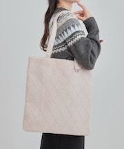 ラメ格子柄スクエアトートバッグ