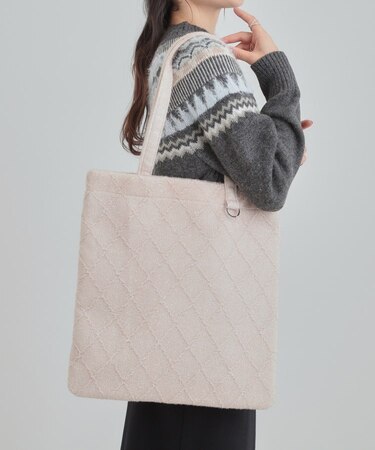 ラメ格子柄スクエアトートバッグ