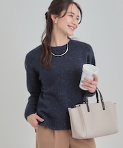 【S－LL/洗濯機可】キラキラ光るラメが上品　クルーネックニット