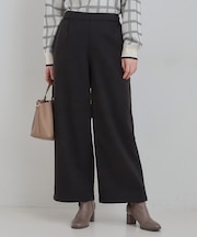 【洗濯機可/S-LL】さりげないウエストのタブボタンがポイント あったか裏起毛ワイドパンツ