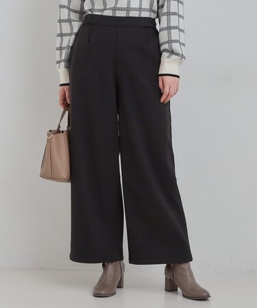 【洗濯機可/S-LL】さりげないウエストのタブボタンがポイント あったか裏起毛ワイドパンツ