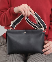 配色ベルト3層ショルダーバッグ