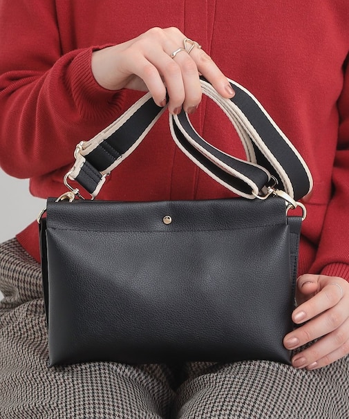 配色ベルト3層ショルダーバッグ