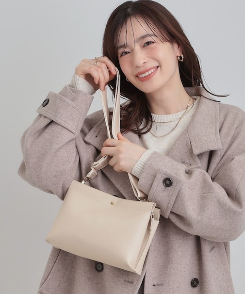 配色ベルト3層ショルダーバッグ