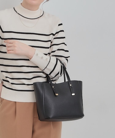 【軽量】ハンドル金具配色トートバッグ