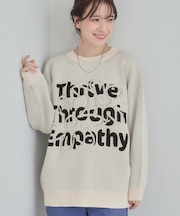 【体型カバー】ちくちくしにくい お花ロゴジャカードスウェットライクニット