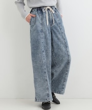 【S-LL】抜け感あるスタイルに ケミカルデニム イージーワイドパンツ