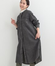 【ライトオンスデニム/S-LL】体型カバーにも ロングデニムシャツワンピース