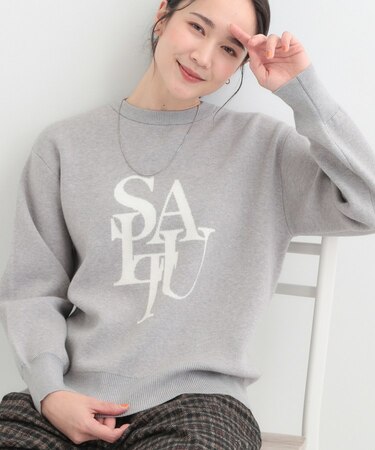 【S-LL/洗濯機可】もちもちタッチが心地よい スウェットライクロゴニット