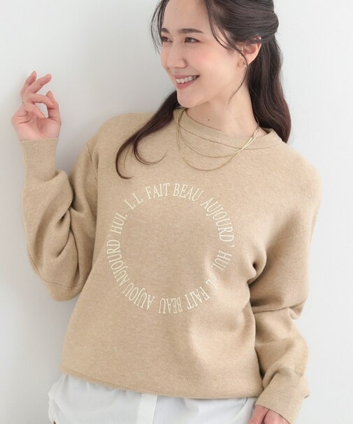 【S-LL/洗濯機可】もちもちタッチが心地よい スウェットライクロゴニット