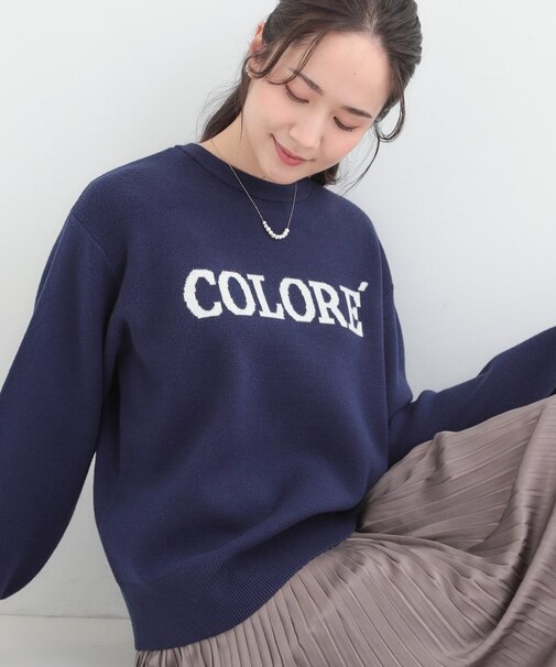 【S-LL/洗濯機可】もちもちタッチが心地よい スウェットライクロゴニット