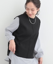 【2点セット/S-LL/洗濯機可】軽くてきれい見え ニットベスト+ブラウス