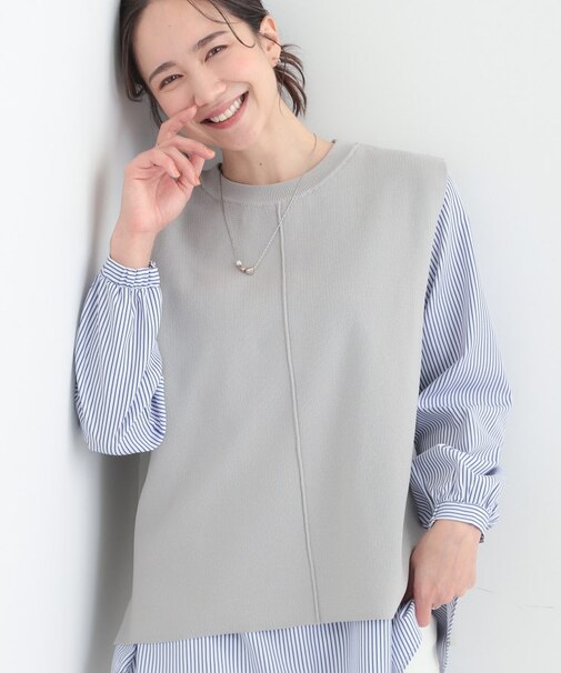 【2点セット/S-LL/洗濯機可】軽くてきれい見え ニットベスト＋ブラウス
