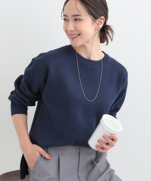 【S-LL/洗濯機可/体型カバー】コットン混で肌当たりがよい スウェットライクニット