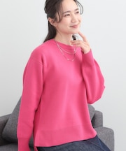 【S-LL/洗濯機可/体型カバー】コットン混で肌当たりがよい スウェットライクニット