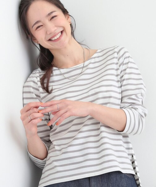 【S-LL/洗濯機可】着こなしいろいろ 首元すっきりボートネック ボーダーロンT