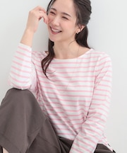 【S-LL/洗濯機可】着こなしいろいろ 首元すっきりボートネック ボーダーロンT