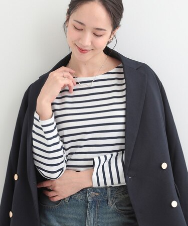 【S-LL/洗濯機可】着こなしいろいろ 首元すっきりボートネック ボーダーロンT