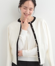 【洗濯機可/S-LL/アンサンブル可】シンプルきれい見え クルーネックカーディガン