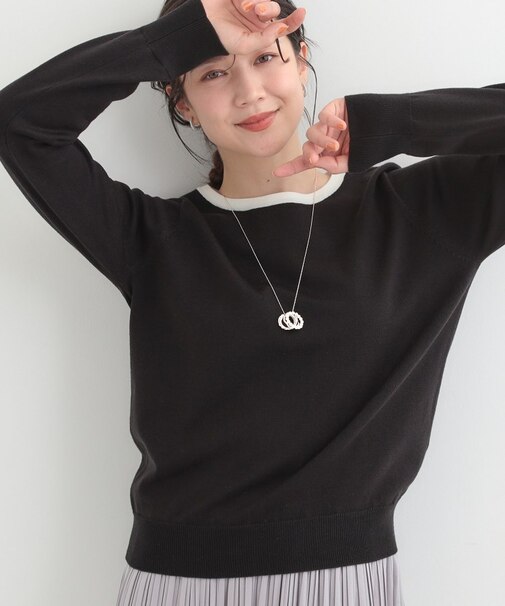【洗濯機可/S-LL/セットアップ可】シンプルきれい見え クルーネックニット