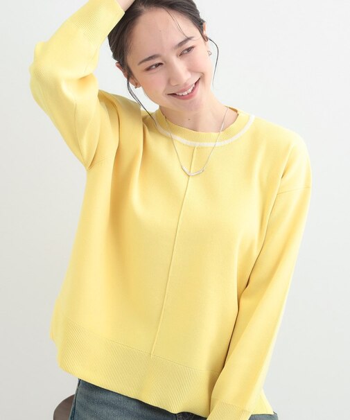 【洗濯機可/S-LL】体型カバーが叶う スポンディッシュ パイピングニット