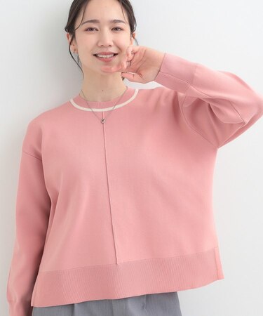 【洗濯機可/S-LL】体型カバーが叶う スポンディッシュ パイピングニット