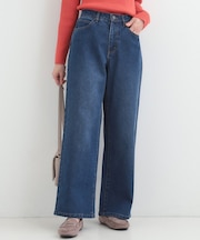 【あったか/S-LL】裏微起毛デニムワイドパンツ