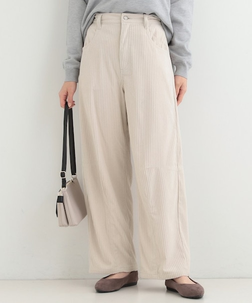 【S-LL】大人っぽく穿ける 股上深め コーデュロイカーブパンツ