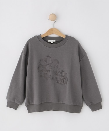 【100-150cm】フラワー刺繍スウェット