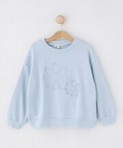 【100-150cm】フラワー刺繍スウェット