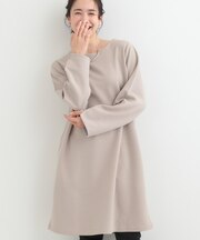 【体型カバー/洗濯機可/S-LL】お袖ストライプAラインチュニック