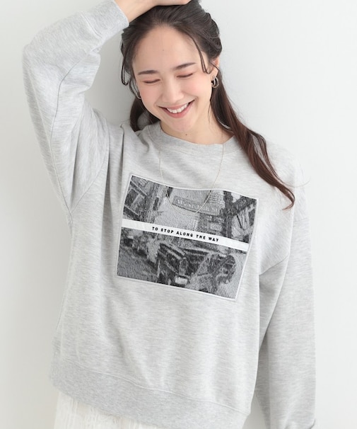 【S-LL】カジュアルすぎない大人のフォト刺繍裏毛スウェット