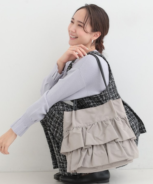 【撥水】つまみハンドルフリルトートバッグ