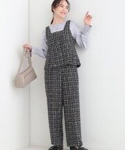【2点セット/S-LL】着るだけで決まる クラシカルなツイード調 チェック柄セットアップ