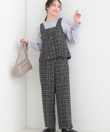 【2点セット/S-LL】着るだけで決まる クラシカルなツイード調 チェック柄セットアップ
