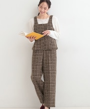 【2点セット/S-LL】着るだけで決まる クラシカルなツイード調 チェック柄セットアップ