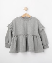 【100-150cm】ラメ裏毛ペプラムトップス