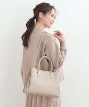 一枚革風三層トートバッグ