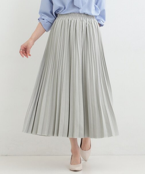 【洗濯機可/S-LL】縦ラインですっきり見え スエードライクプリーツスカート