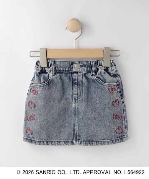 【サンリオキャラクターズ】ハローキティ刺繍デニムスカート