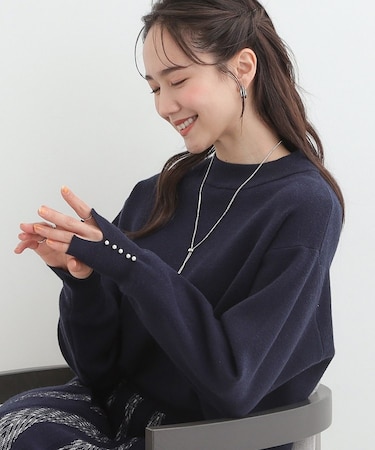 【洗濯機可/セットアップ可/S-LL】インせず着られる もちもち裾ラウンドニット