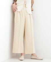 【S-LL】きれい見えも叶う フロッキードットワイドパンツ
