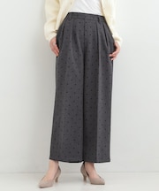 【S-LL】フロッキードットワイドパンツ