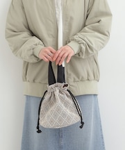 【インド製】ジャカード巾着バッグ