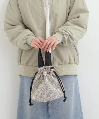 【インド製】ジャカード巾着バッグ