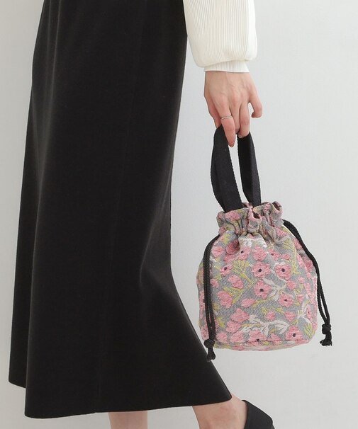 【インド製】ジャカード巾着バッグ