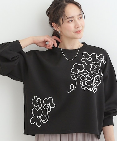 お花ロープ刺繍ダンボールトップス